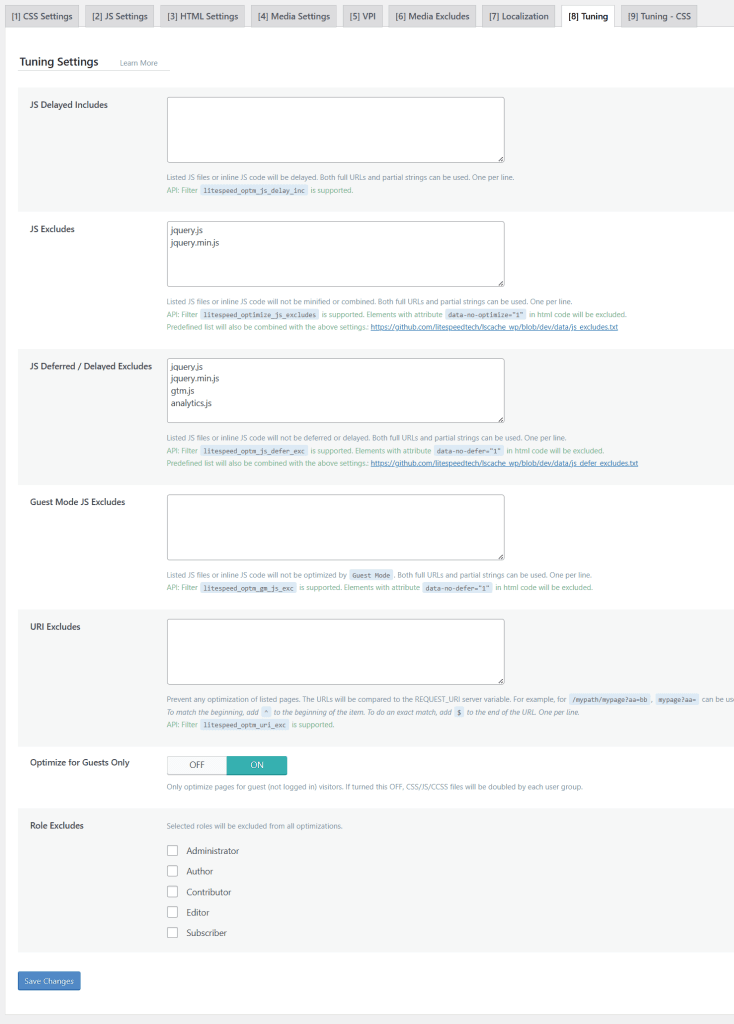 LiteSpeed Cache page optimization Tuning settings with a red arrow pointing to the Combined CSS Priority toggle.